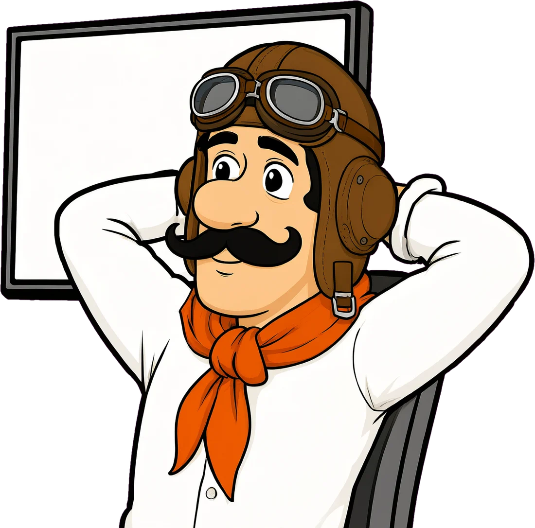 Pilot leaning back with his hands behind his head